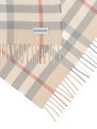 Karierte Babydecke aus Wolle - Beige