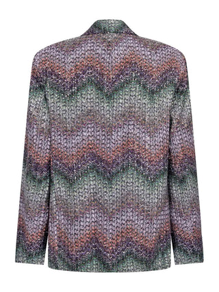 Oversize-Einreiher-Blazer aus Viskose-Lamé mit Pailletten