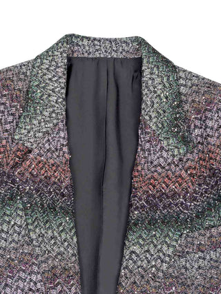 Oversize-Einreiher-Blazer aus Viskose-Lamé mit Pailletten