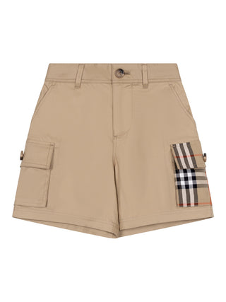 Baumwoll-Cargoshorts mit Check-Besatz
