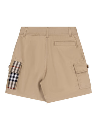 Baumwoll-Cargoshorts mit Check-Besatz