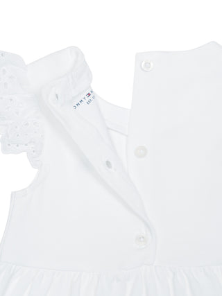 Kurzarmkleid mit Lochstickerei - Weiß