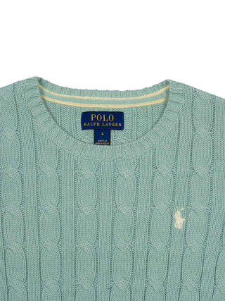 Baumwollpullover mit Zopfmuster Celadongrün