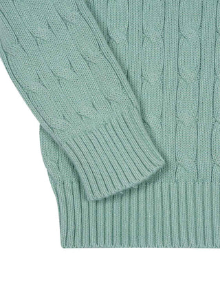 Baumwollpullover mit Zopfmuster Celadongrün