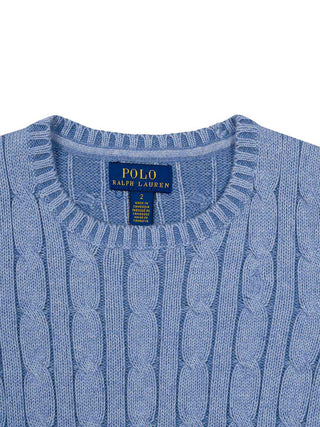 Baumwollpullover mit Zopfmuster Bleu