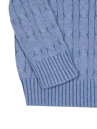 Baumwollpullover mit Zopfmuster Bleu