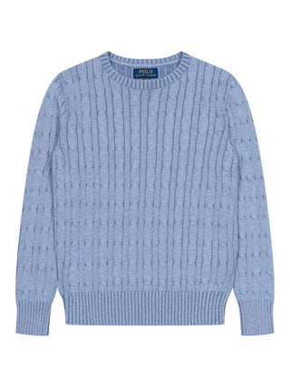 Strickpullover mit Zopfmuster - Blau