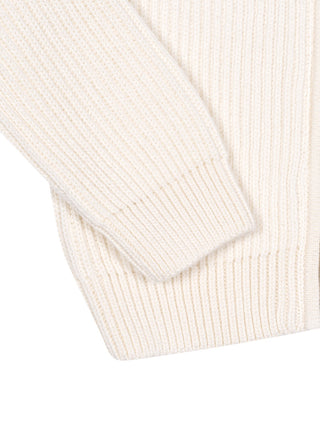 Gerippte Strickjacke mit Stehkragen - Beige