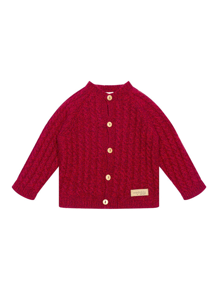 Strickcardigan mit Zopfmuster - Rot