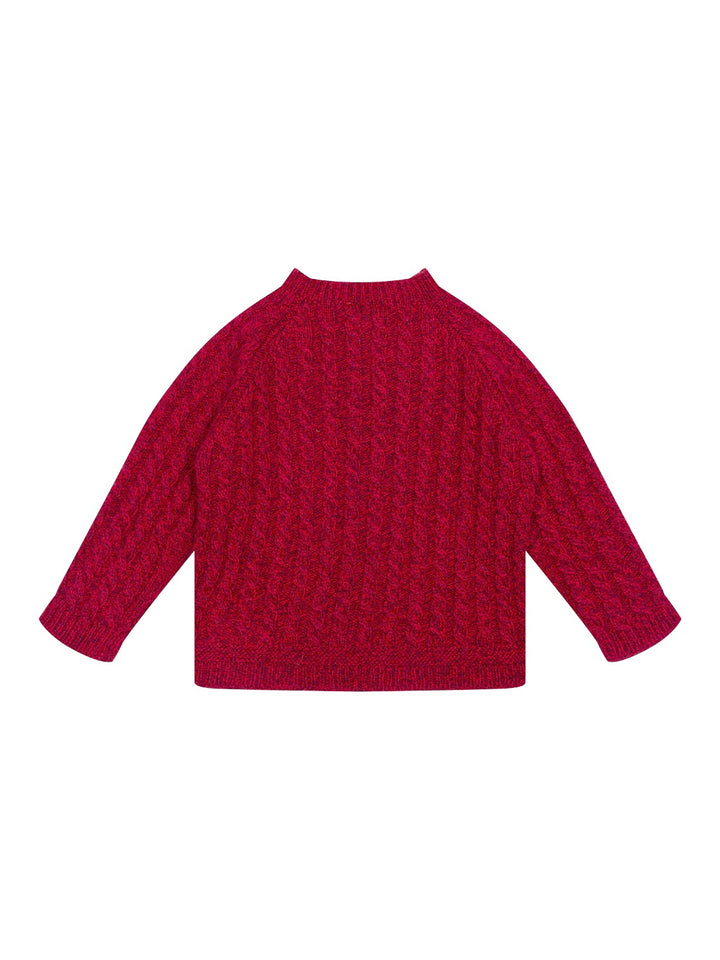 Strickcardigan mit Zopfmuster - Rot