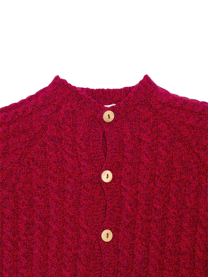 Strickcardigan mit Zopfmuster - Rot