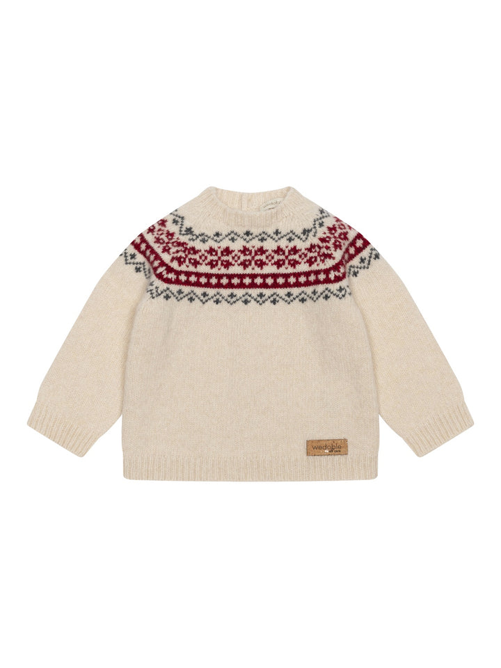 Strickpullover mit Norweger Muster - Creme