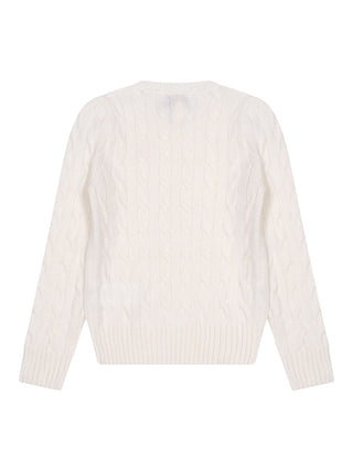 Pullover im Zopfstrick-Design - Warmweiß