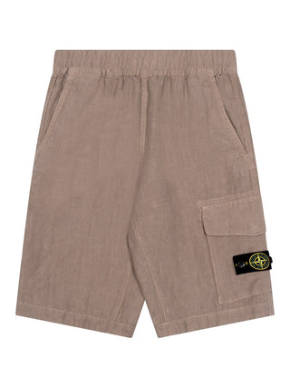 Leinenshorts mit Logo - Beige