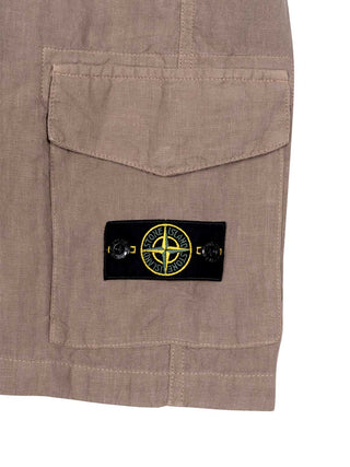 Leinenshorts mit Logo - Beige