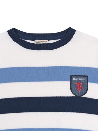 Sweater Venray gestreift - Off White/Blau