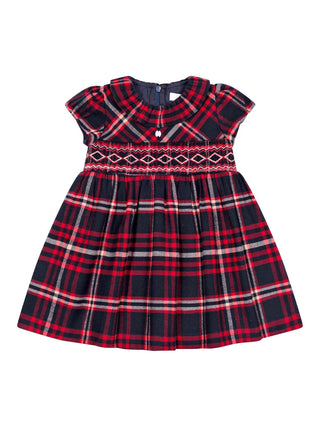Festliches Kleid mit Schottenkaro - Rot/Navy