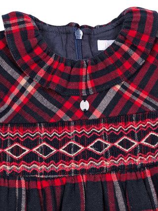 Festliches Kleid mit Schottenkaro - Rot/Navy