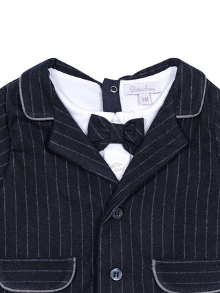 Festlicher Strampler im Layering-Look mit Nadelstreifen - Navy/Grau