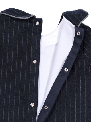 Festlicher Strampler im Layering-Look mit Nadelstreifen - Navy/Grau