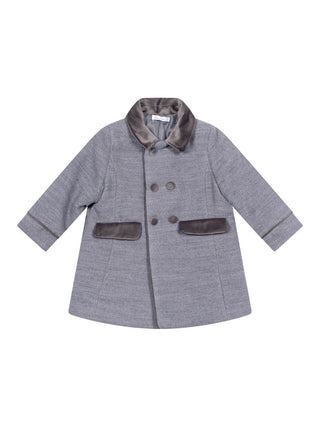 Mantel mit Samt-Details - Grau