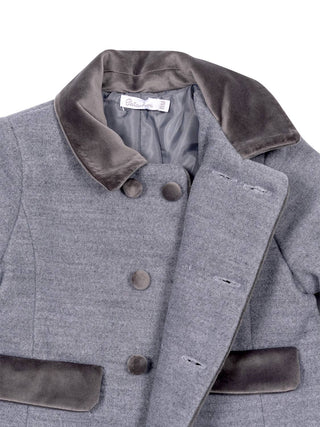 Mantel mit Samt-Details - Grau