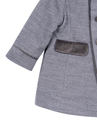 Mantel mit Samt-Details - Grau
