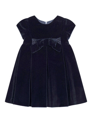 Samtkleid mit Zierschleife - Navy