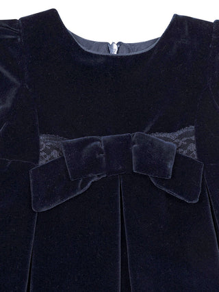 Samtkleid mit Zierschleife - Navy