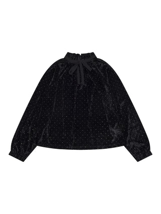 Partyshirt aus Chenille-Samt mit langen Ärmeln - Schwarz