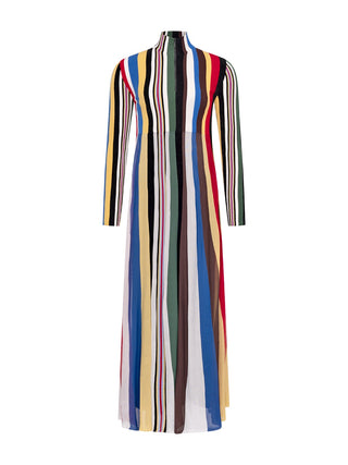 Kleid aus Stretch-Viskosemischung mit Streifen