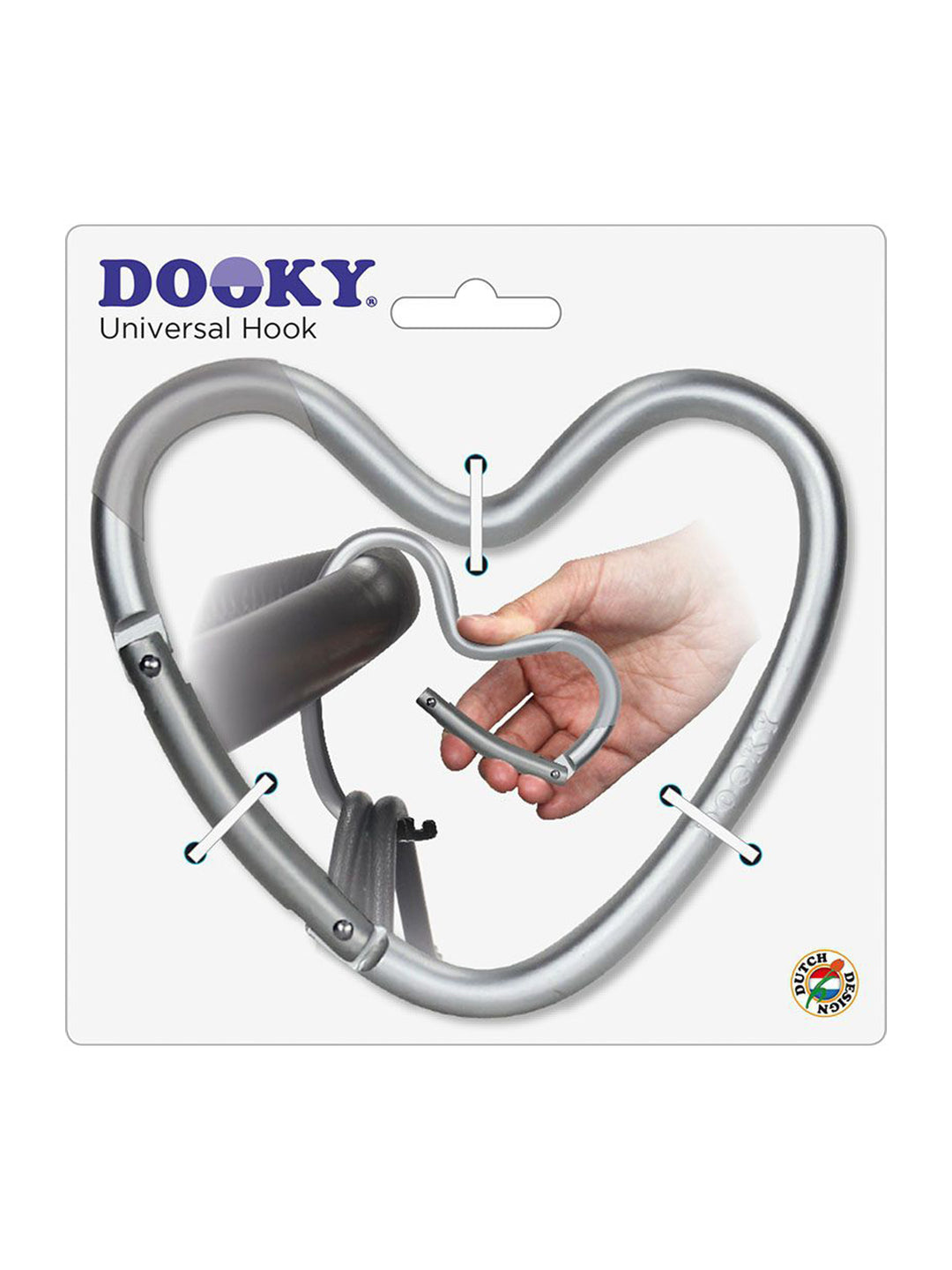 Heart Hook – Herzförmiger Kinderwagenhaken – Silber Matt