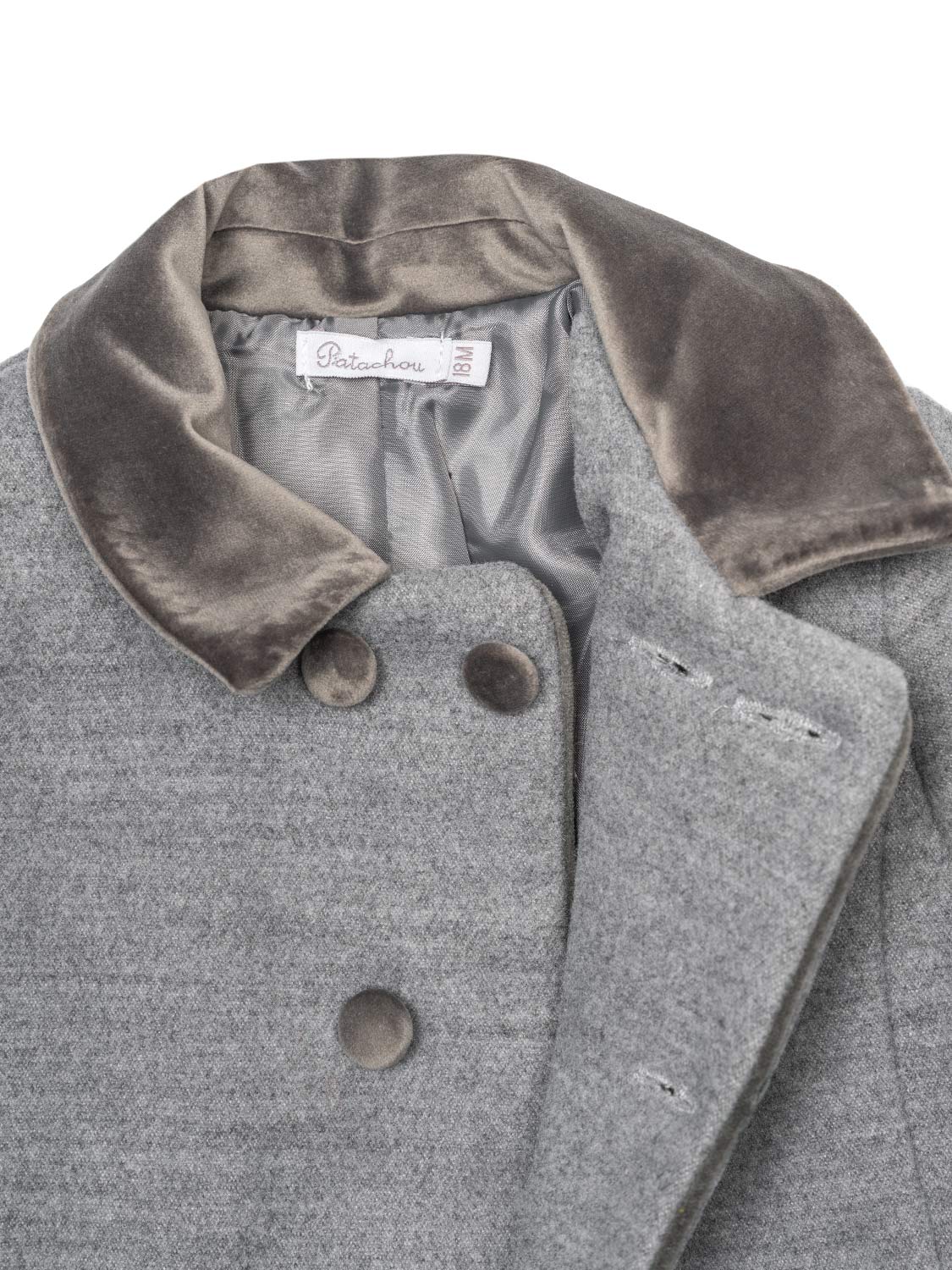 Mantel mit Samt-Details - Grau