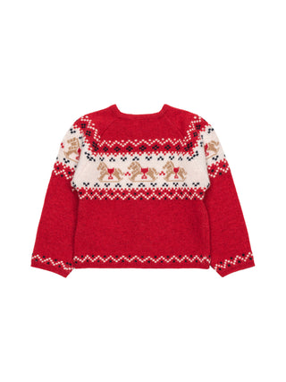 Strickcardigan mit Schaukelpferd-Motiv - Rot