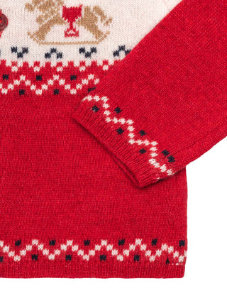 Strickcardigan mit Schaukelpferd-Motiv - Rot
