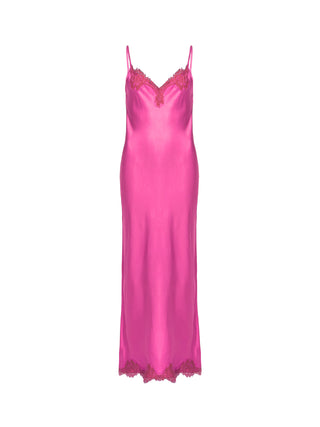 Long Slip Dress + Lace - Pink