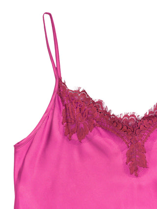 Long Slip Dress + Lace - Pink