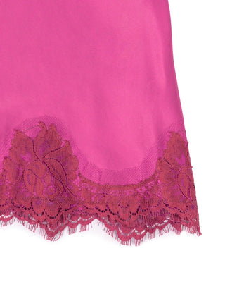 Long Slip Dress + Lace - Pink