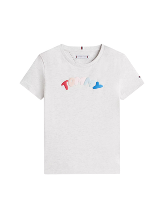 Jersey-T-Shirt mit strukturiertem Logo - Light Grey Heather