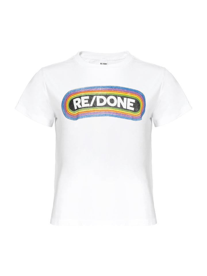 Classic "RE/DONE Rainbow" Tee - Weiß