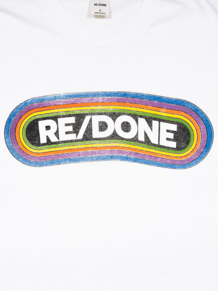 Classic "RE/DONE Rainbow" Tee - Weiß