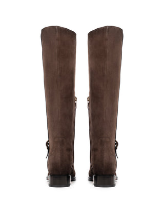 Dunkelbraune Stiefel aus Wildleder