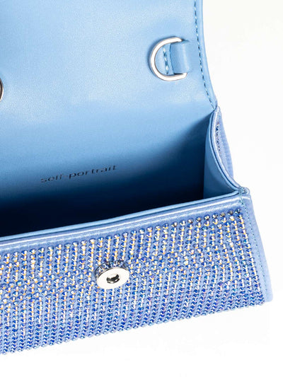 Blaue Micro Bow Tasche mit Strassstein