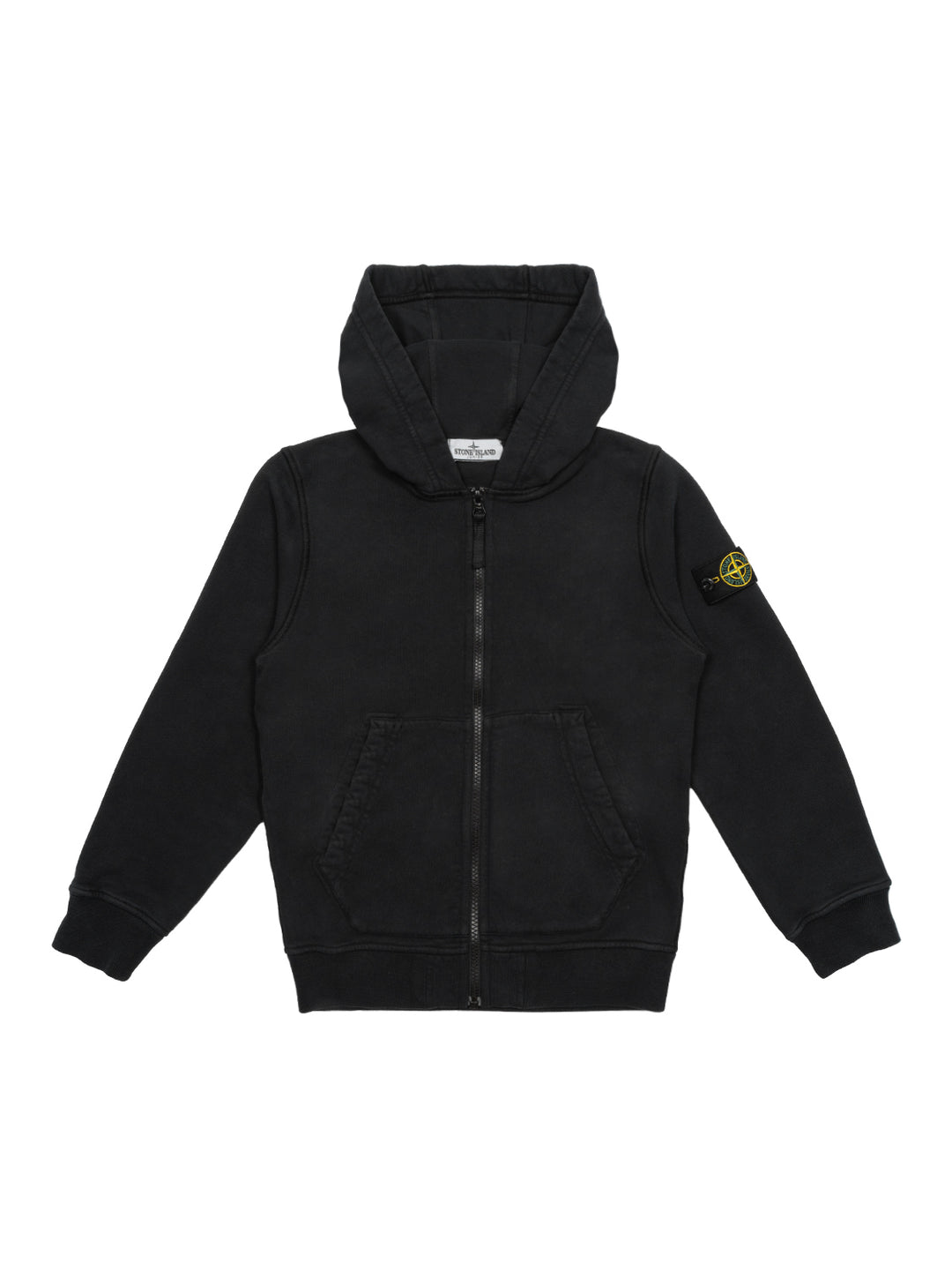 Kapuzen-Sweatjacke mit Logo-Patch - Schwarz