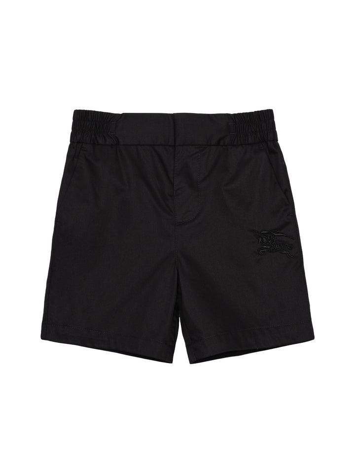 Shorts aus Baumwolltwill mit Logo-Stickerei - Schwarz