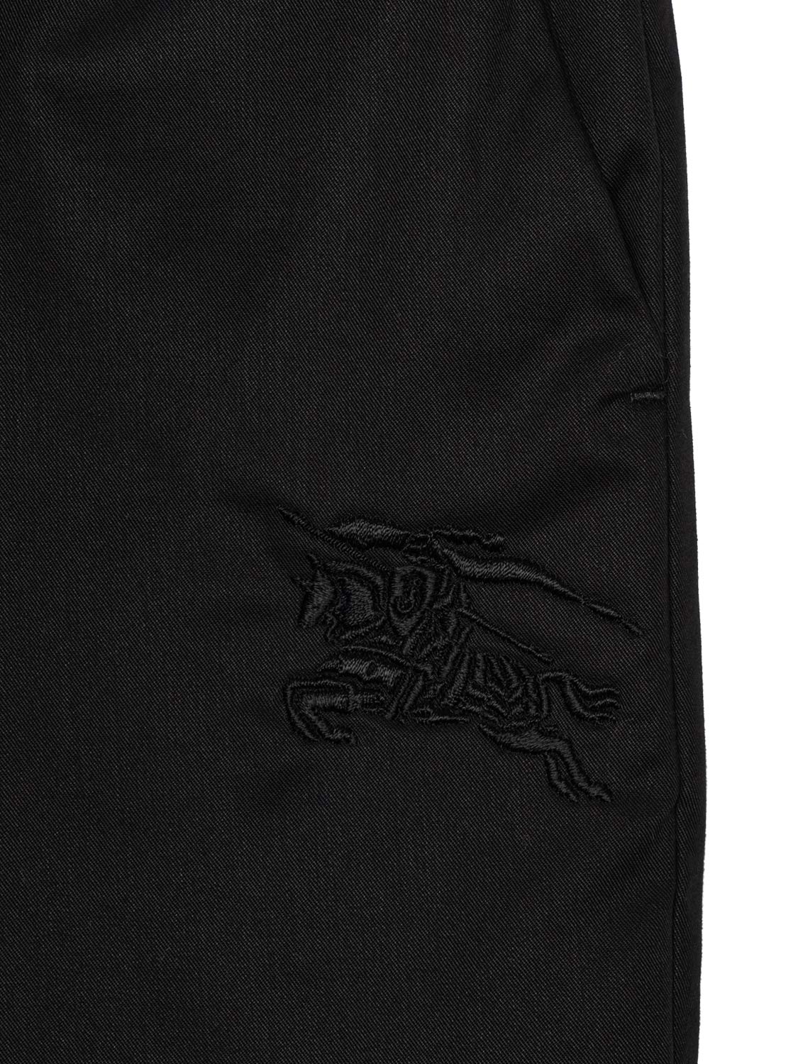 Shorts aus Baumwolltwill mit Logo-Stickerei - Schwarz