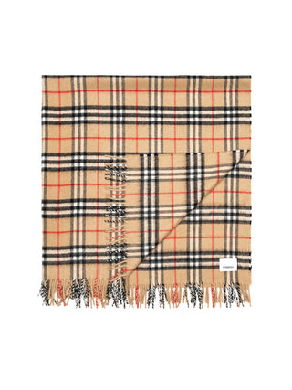 Kaschmirdecke mit Vintage-Check - Archive Beige
