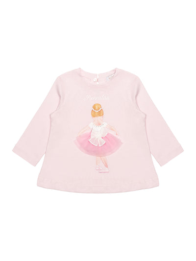 T-Shirt mit Ballerina-Print - Rosa