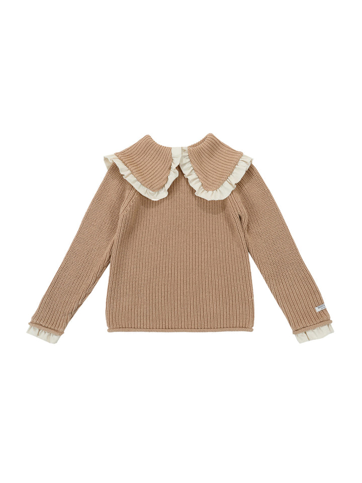 Lola Pullover mit Rüschenkragen –
Warm Sand