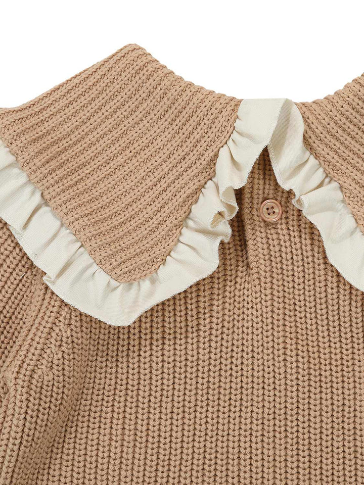 Lola Pullover mit Rüschenkragen –
Warm Sand